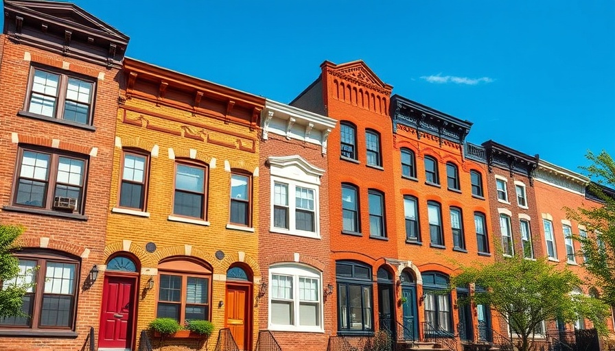 Charming townhouses in Ridgewood Queens, sunny day.