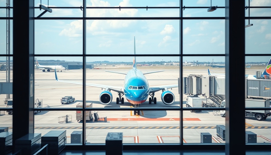Airplane at the gate viewed from terminal, Best Airlines in the World.
