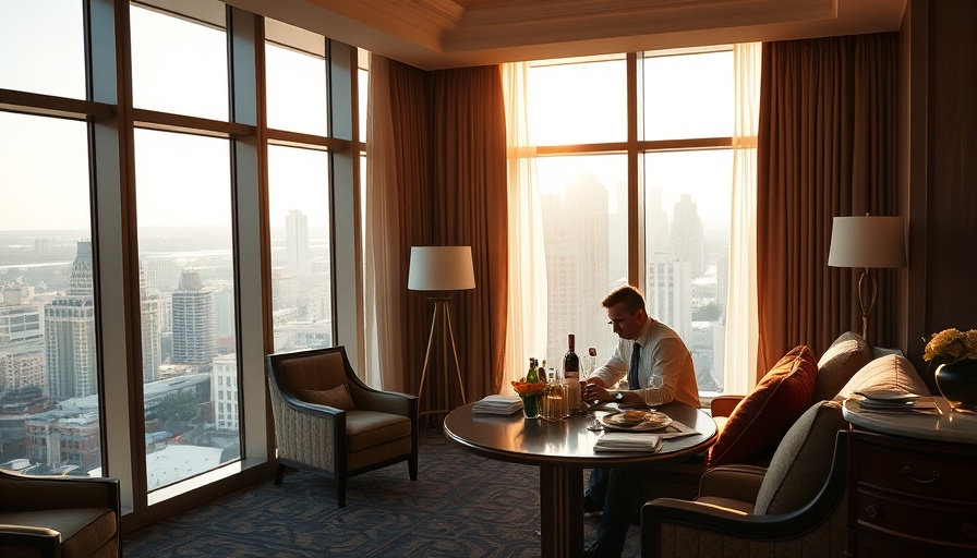 Luxurious hotel suite with guest enjoying breakfast, personalized hotel experiences.