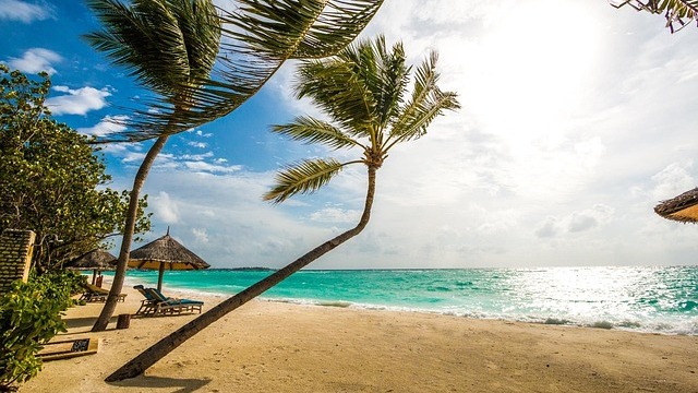 Luxury Travel Experiences: Elegant beachfront dining setup at dusk.