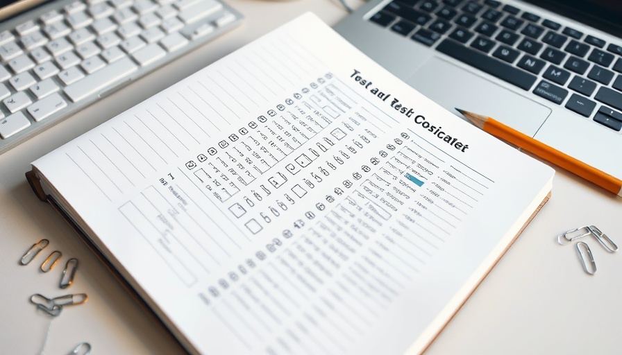 Professional IQ Tests setup with keyboard, notebook, and paperclips.