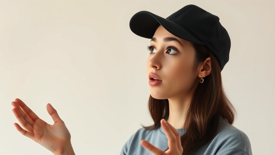Young woman in black cap expressing surprise, guided meditation for abundance concept.
