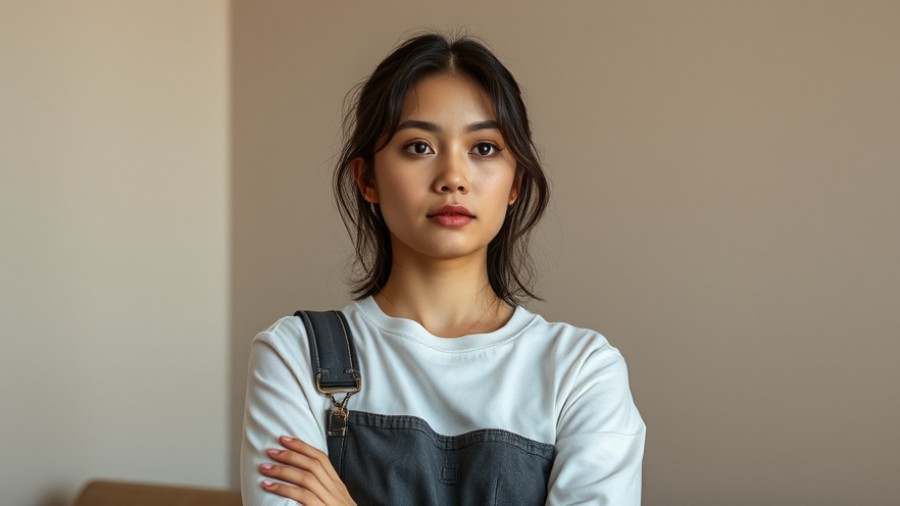 Thoughtful woman contemplating fear of not being enough in a simple setting.