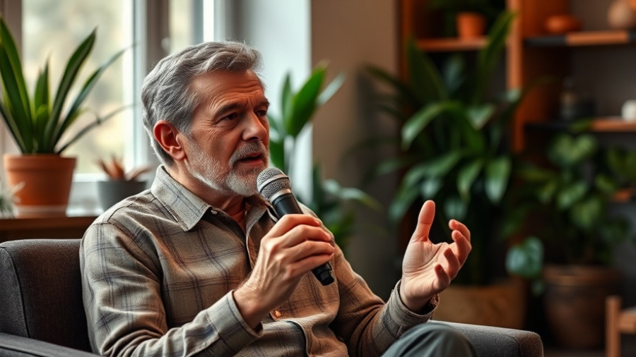 Speaker conveying message about 'Stop Sending Negative Energy' indoors.