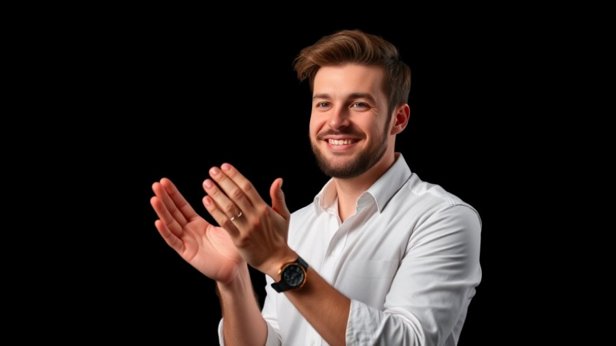 Inner Reality Shift concept with man in white shirt clapping.