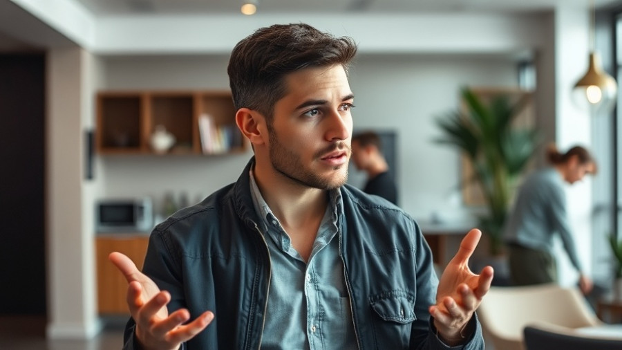 Casual man discussing nervous system abundance indoors, relaxed atmosphere.