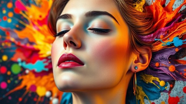 Colorful abstract art of a woman finding relief from OCD thoughts.