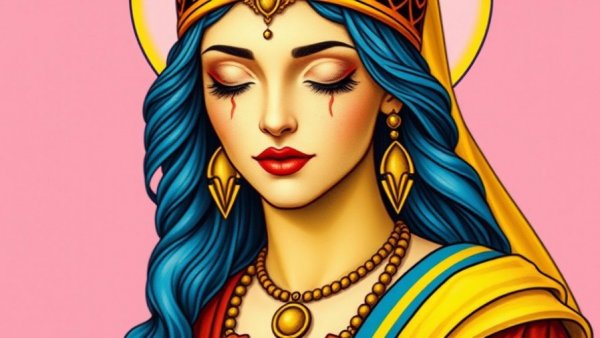 High Priestess tarot card on pink background, symbolizing intuition.