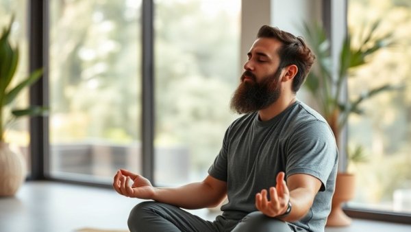 Man meditating to let go of needing validation in serene setting.