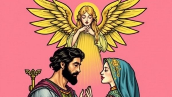 The Lovers Tarot Card Meaning: Classic tarot image with angel, man, and woman.
