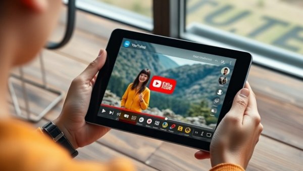 Tablet showing YouTube video, perfect for YouTube intros for new creators.