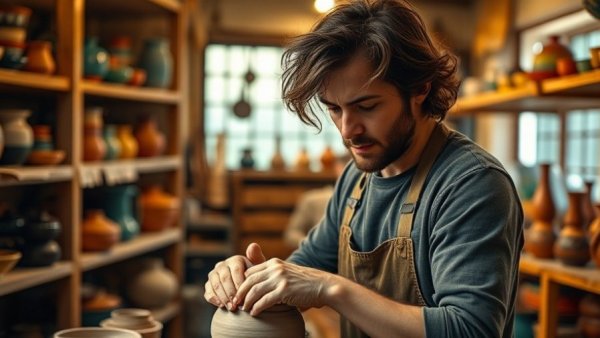 A charismatic potter in a warm studio highlights the power of imperfect work.