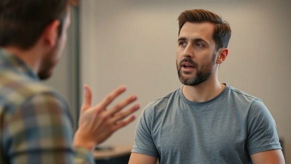 Man discussing spiritual awakening indoors.