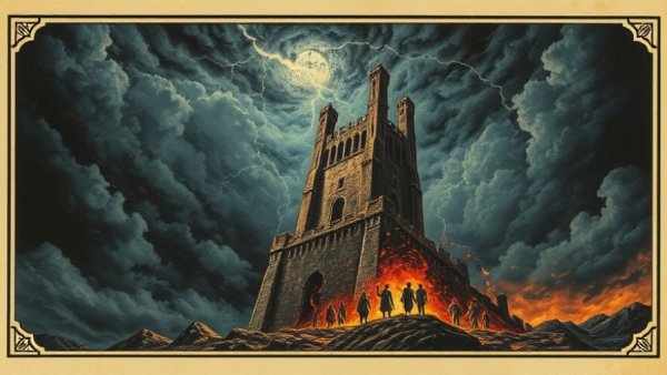The Tower tarot card depicting destruction and chaos.