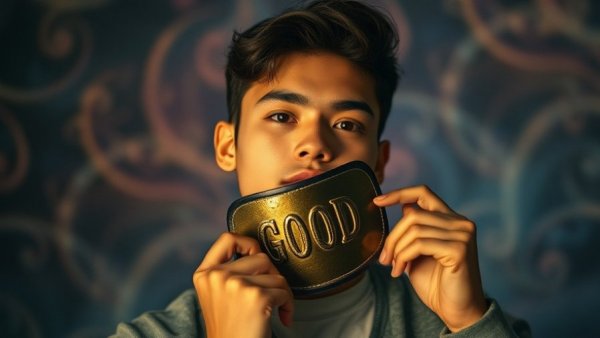 Expressive man removing mask, symbolizing letting go of the good person identity.