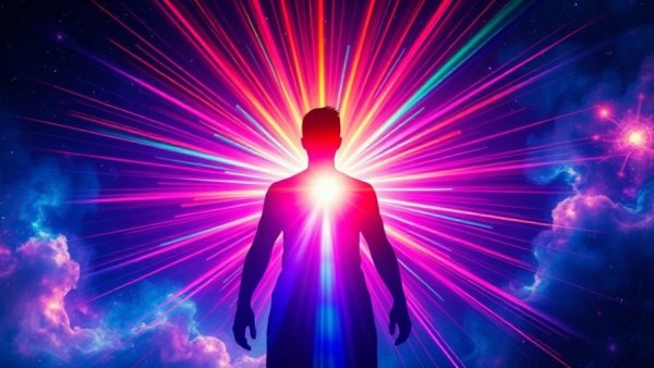 Quantum manifestation concept with vibrant, radiant energy.