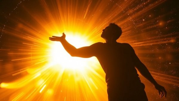 Quantum Shift concept with glowing upward silhouette.