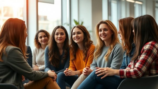Diverse women discussing in office for Women’s History Month.