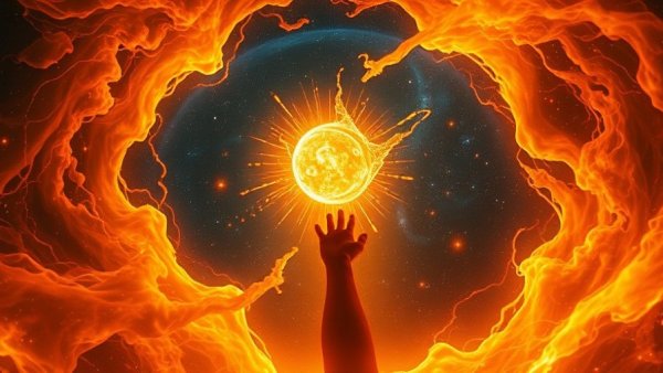 Dynamic cosmic scene illustrating quantum manifestation.