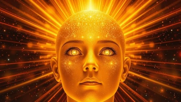 Quantum Shift concept with radiant cosmic energy from head