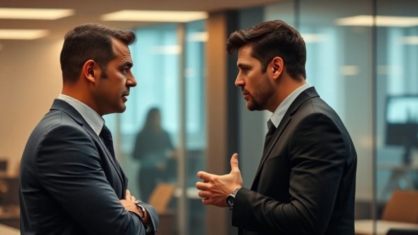 Feeling Intimidated by Strong Personalities: Intense office confrontation between two men.