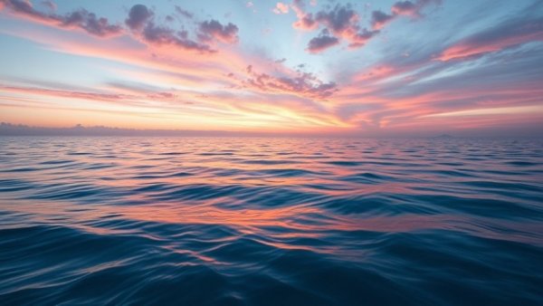 Serene ocean sunset with pink clouds, evoking feeling safe.