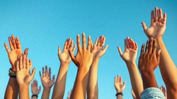 Hands reaching upward in unity for Autism Awareness Month.