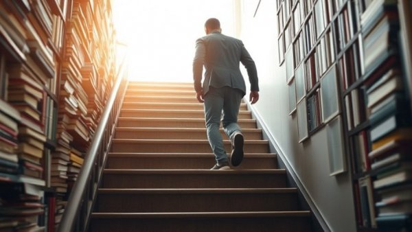 Mindfulness Success Training concept with individual ascending staircase.