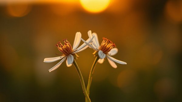 Two flowers leaning together symbolizing holding space for someone.
