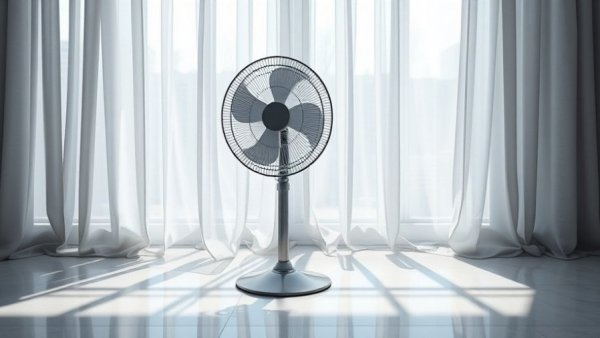 Fan near window creating best temperature for sleep, natural light.