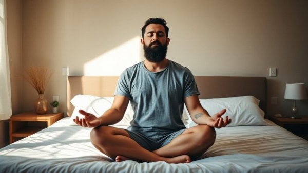 Man practicing meditation techniques for personal growth in a peaceful setting.