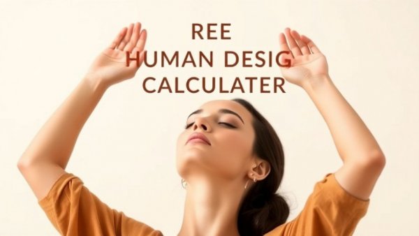 Human Design Calculator concept with serene woman and text overlay.