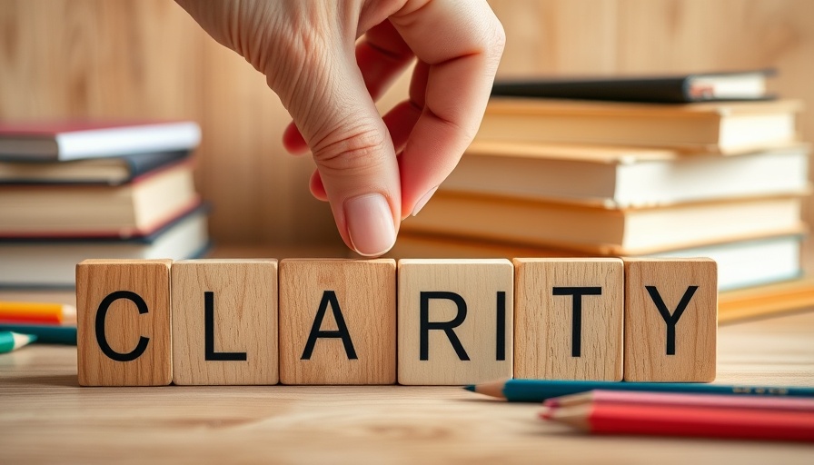 Wooden blocks spelling 'Clarity' on a desk to improve mental clarity and focus.