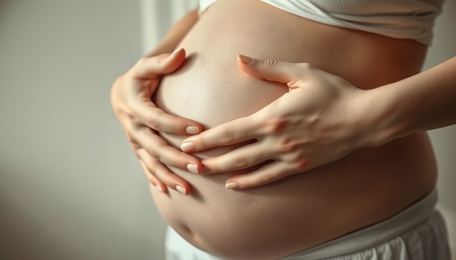 Hands on a pregnant belly conveying manifesting a baby concept
