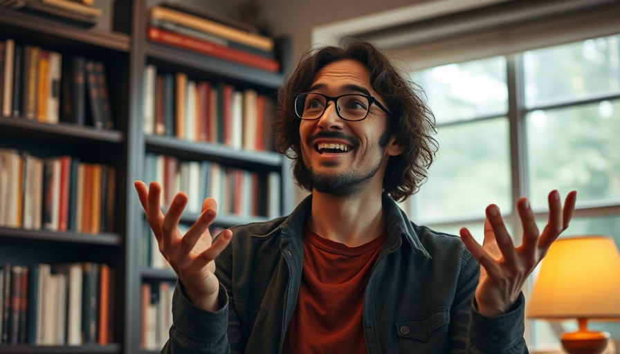 Person discussing human design indoors with enthusiasm.