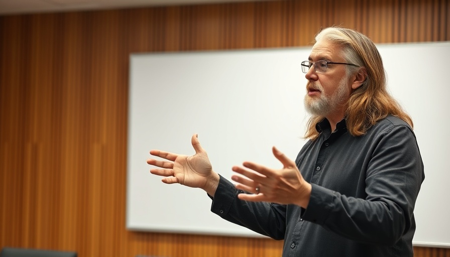 Speaker gesturing in seminar room discussing quantum shifts.