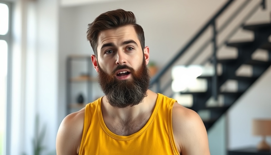 Casual bearded man in yellow tank top discussing No Agenda Makes You Magnetic.