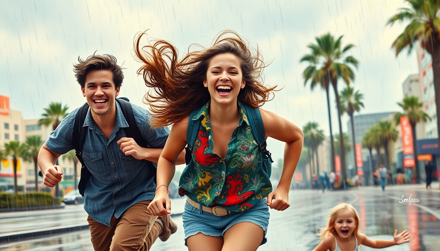 Choosing Stories of Adventure Over Comfort: Joyful run in rain painting.