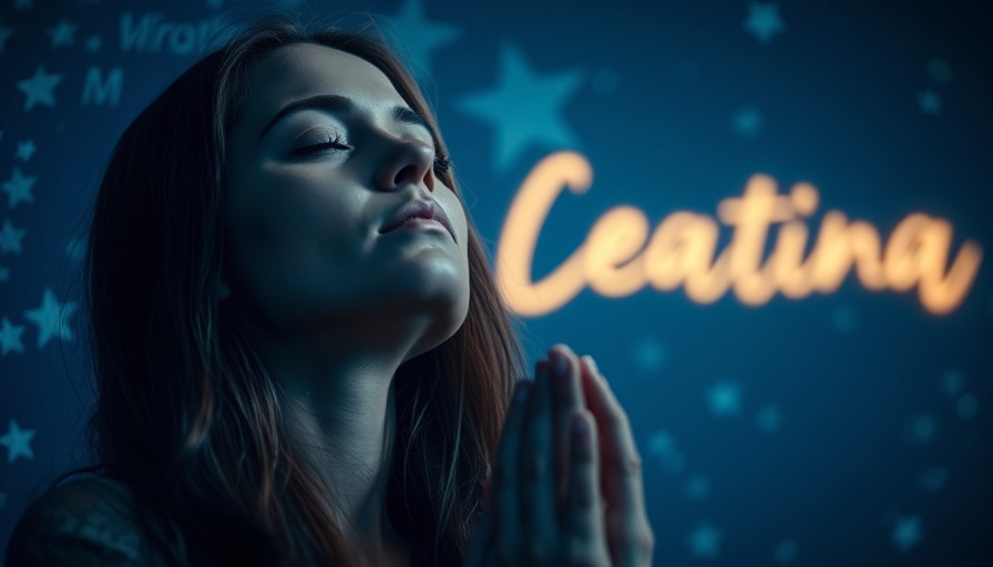 Peaceful woman praying under starry night, 'Highest Path Through Prayer'.