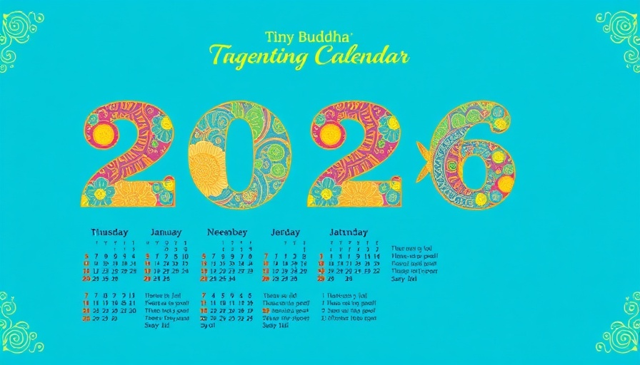 2026 Tiny Buddha Day-to-Day Calendar with colorful design.