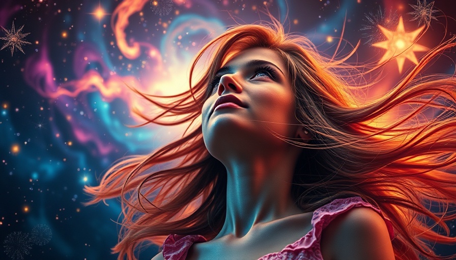 Vibrant image of a woman with cosmic background highlighting neurodivergence as a strength.