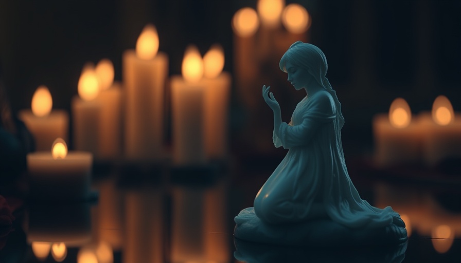 Ethereal wax figure representing spiritual burnout in the age of AI.