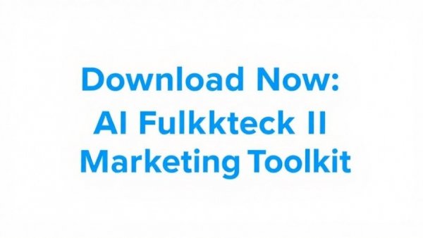 Blue text ad for AI marketing toolkit on white background.