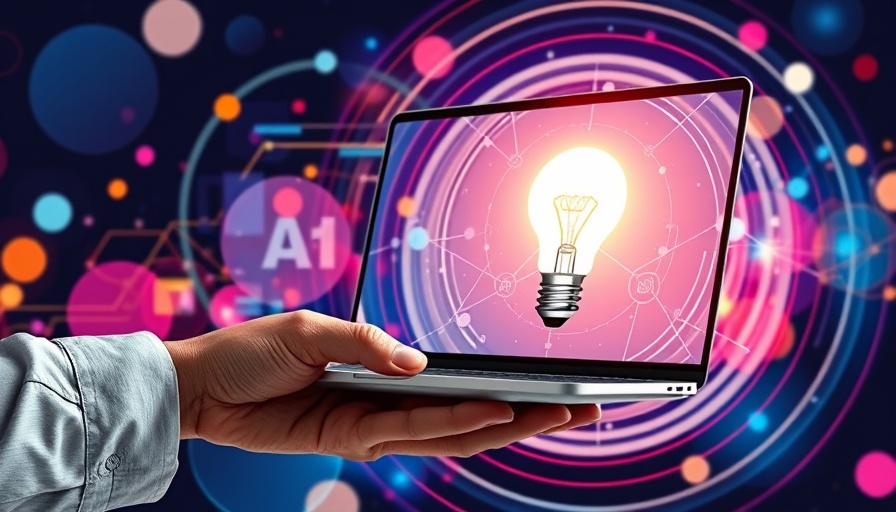 Creative display of AI logo generators for small business on laptop.