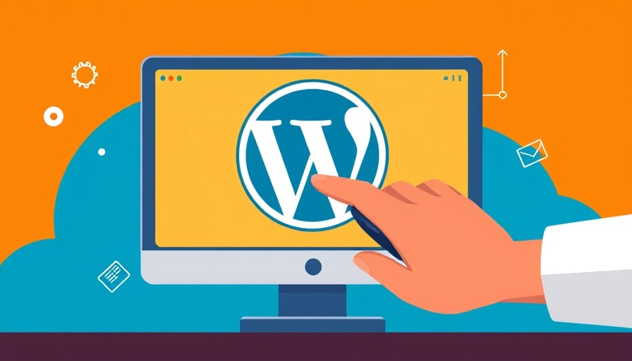 WordPress for small business: collage image with logo and business symbols
