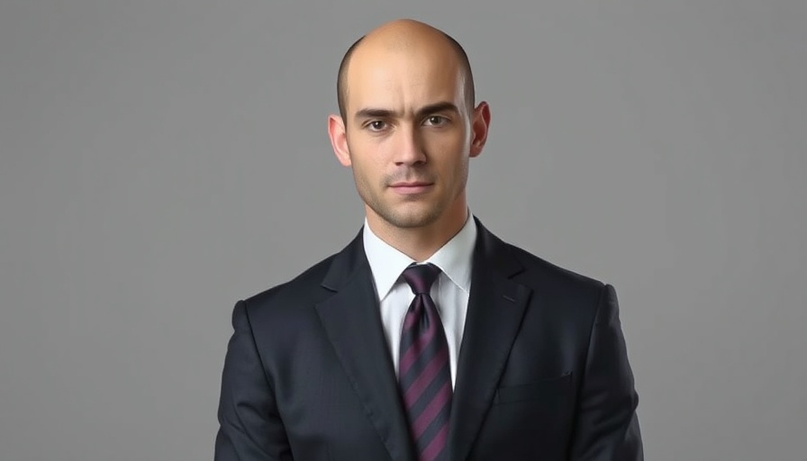 Professional bald man in a suit advocating for employee rights.