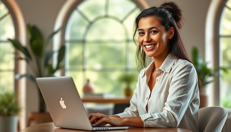 Woman working on marketing strategies for small businesses, bright office setting