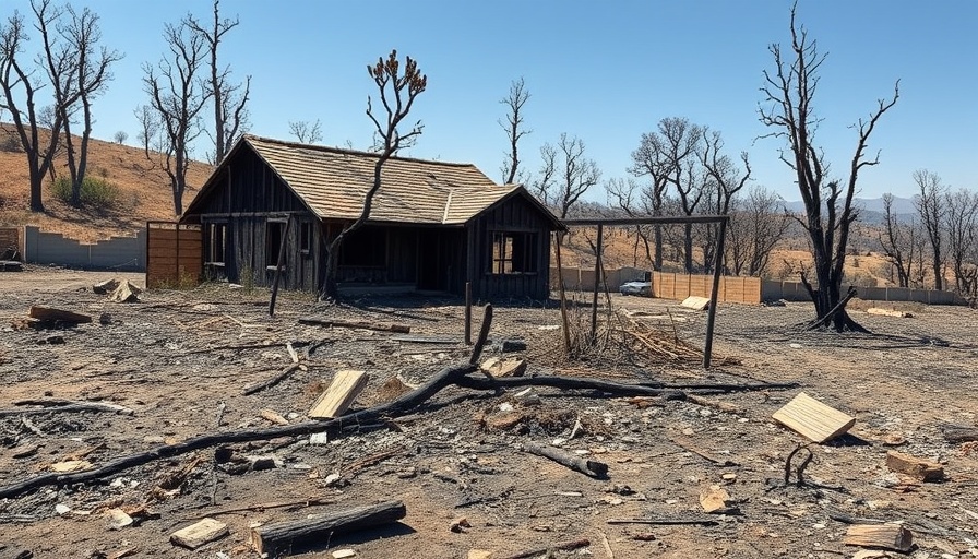 California wildfire recovery support site with debris removal sign