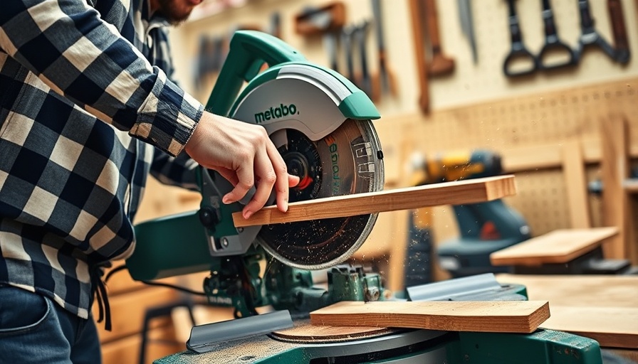 Metabo HPT Next-Gen 10-Inch Miter Saw in use in a workshop.