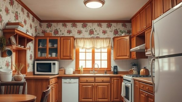 Traditional kitchen design ideas with wooden cabinets and bright lighting.